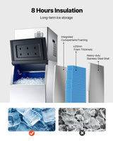 VEVOR Commercial Ice Maker Machine, 400LBS/24H Ice-Making Machine with 300LBS Stainless Steel Storage Bin, Auto Self-Cleaning Ice Maker with Touchscreen for Bar Cafe Restaurant Business Commercial