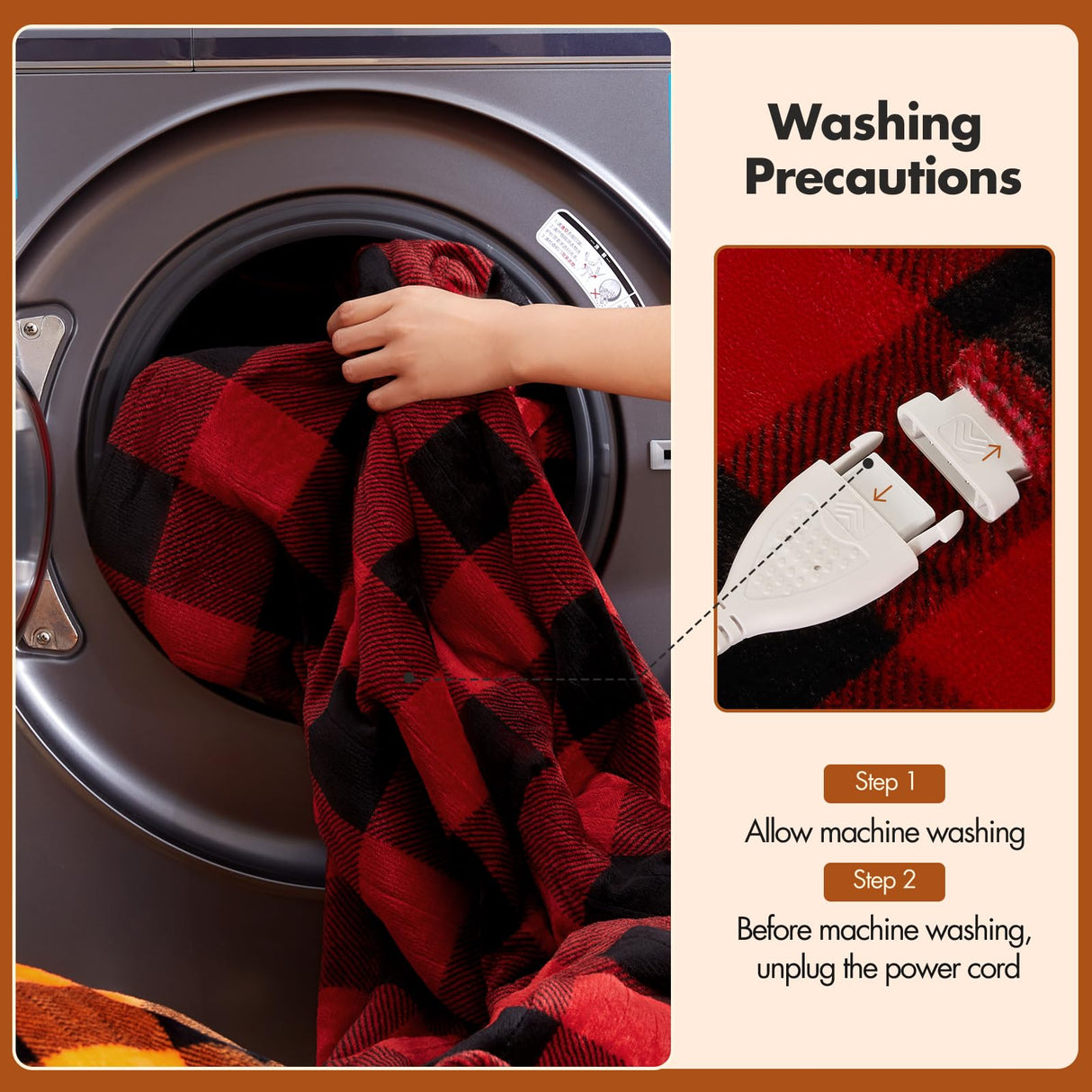 Electric Heated Sherpa Buffalo Plaid Christmas Throw Blanket with 8 Heating Levels & 8 Hours Auto Off, Fast Heating Warm Plush Washable Blanket with Over-Heat Protection, ETL Certification, Red