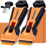 REXBETI Razor Blade Scraper Tool, 2 Pack Razor Scraper with Extra 314Pcs Razor Blades -14Pcs Metal and 300Pcs Plastic Blades, Cleaning Scraper Tool, Cooktop, Paint, Glass Scraper
