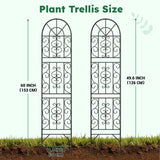 Shomextol 2 Pcs 60" H X 11.8" W Trellis for Climbing Plants Outdoor, Small Metal Garden Trellis for Outside, Sturdy Support Garden Plant Trellis Arch for Rose Cucumber Flower Vine Decor