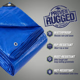 RUGGED RHINO Heavy Duty Waterproof Tarp, 15x15, 2 Pack, UV and Tear Resistant Cover with Reinforced Grommets and Corners, Outdoor Multipurpose Tarps for Camping, Patio, Garden, Car & Roof, 5 Mil, Blue