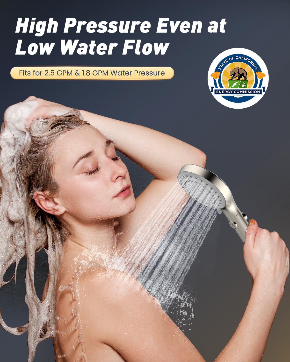 FASDUNT Shower Head with Handheld, High Pressure Handheld Shower Head with 80" Extra Long Stainless Steel Hose & Adjustable Bracket, Showerhead with ON/OFF Switch for Pets Bath, Brushed Nickel