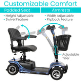 Vive 4 Wheel Mobility Scooter - Electric Powered Wheelchair Device - Compact Heavy Duty Mobile for Travel, Adults, Elderly - Long Range Power Extended Battery with Charger & Basket (FSA/HSA Eligible)