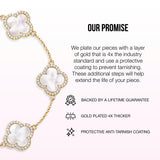 Electric Picks Icon Bracelet for Women, White Mother of Pearl Clover on 14k Gold Plated Chain Bracelet, Adjustable 6"–7.5", Stackable Everyday Jewelry, Minimalist White Bracelet Gift