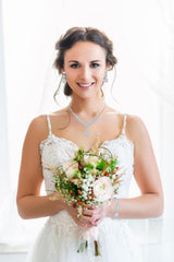 Paxuan Silver / Gold Rhinestone Crystal Wedding Bridal Bridesmaids Earrings Bracelet Set for Women Brides Bridesmaids Crystal Rhinestone Jewelry Set for Wedding Bridal Prom Pageant (Style2 - Necklace + Earrings + Bracelet(Silver Plated White Cubic Zirconi