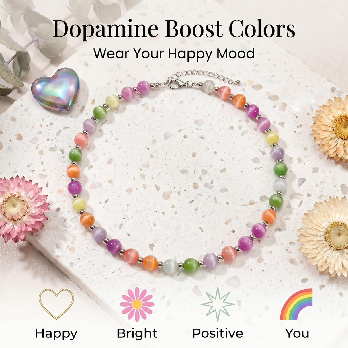 Dopamine Necklace Color Changing Beads Necklace Set Fun Jewelry Accessories