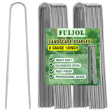 8 Gauge Landscape Staples, FUIJOL 12 Inch Heavy Duty U-Shaped Landscape Stakes, 100 Pack Galvanized Garden Staples for Weed Barrier Stakes, Ground Cover, Irrigation Tubing, Fence (100)