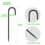 40 Pieces 12-Inch Garden Ground Stakes Galvanized Steel J Shape Hook Rebar Stake - Heavy Duty Anchors for Tents, Position Kits,Fences, and Trampolines