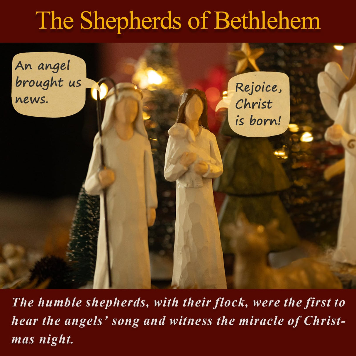 Nativity Set Indoor – 15 Pieces Christmas Nativity Scene Set with Manger, LED Star, Angel with Gloria Banner, Wooden Style Nativity Sets & Figures for Kids and Family Holiday Christmas Décor