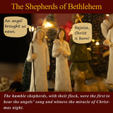 Nativity Set Indoor – 15 Pieces Christmas Nativity Scene Set with Manger, LED Star, Angel with Gloria Banner, Wooden Style Nativity Sets & Figures for Kids and Family Holiday Christmas Décor