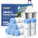 240 Count 6 Gallon Trash Bags Drawstring - Medium Garbage Bags 1.1 Mil,22.5 Liter Strong Plastic Trash Can Liners Unscented,Thick Waste Basket Bags for Home Bathroom Office Kitchen