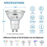 SUNVIE 2 Pack Uplighting Indoor Floor Can Light, 5W Up Lights with 2700K LED GU10 Bulbs, Uplights Floor Spot Lights Indoor for Home Accent Lighting, 5.9 FT Plug Cord & Foot Switch