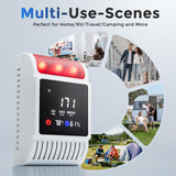 Carbon Monoxide Detectors & Smoke Detector, Gas and Carbon Monoxide Detectors Plug in & Battery Backup with Temperature Humidity Detection, Adjustable Sound & Brightness for Home/RV/Travel/Camping