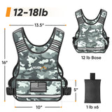 APEXUP Adjustable Weighted Vest, 4-10lb/12-18lb/20-32lb Vest with 6 Ironsand Weights and Large Pocket, Weight Vest for Men Women Strength Training, Running, Walking (12-18lb, Grey Camo)