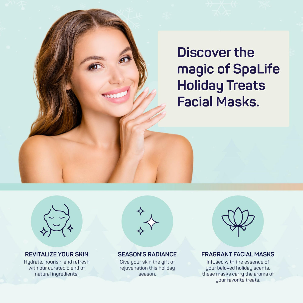 SpaLife Holiday Treats Facial Masks 12-Pack Assorted - Festive Christmas Skincare for Hydration and Refreshment - Gingerbread, Sundae, Cocoa & Eggnog