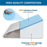 Sasttie Wedge Pillow, 12 Inch Memory Foam Bed Wedge Pillow for Sleeping, Acid Reflux, Back Pain, Post Surgery, and Snoring, Designed with Washable Cover, Solid Warm Gray