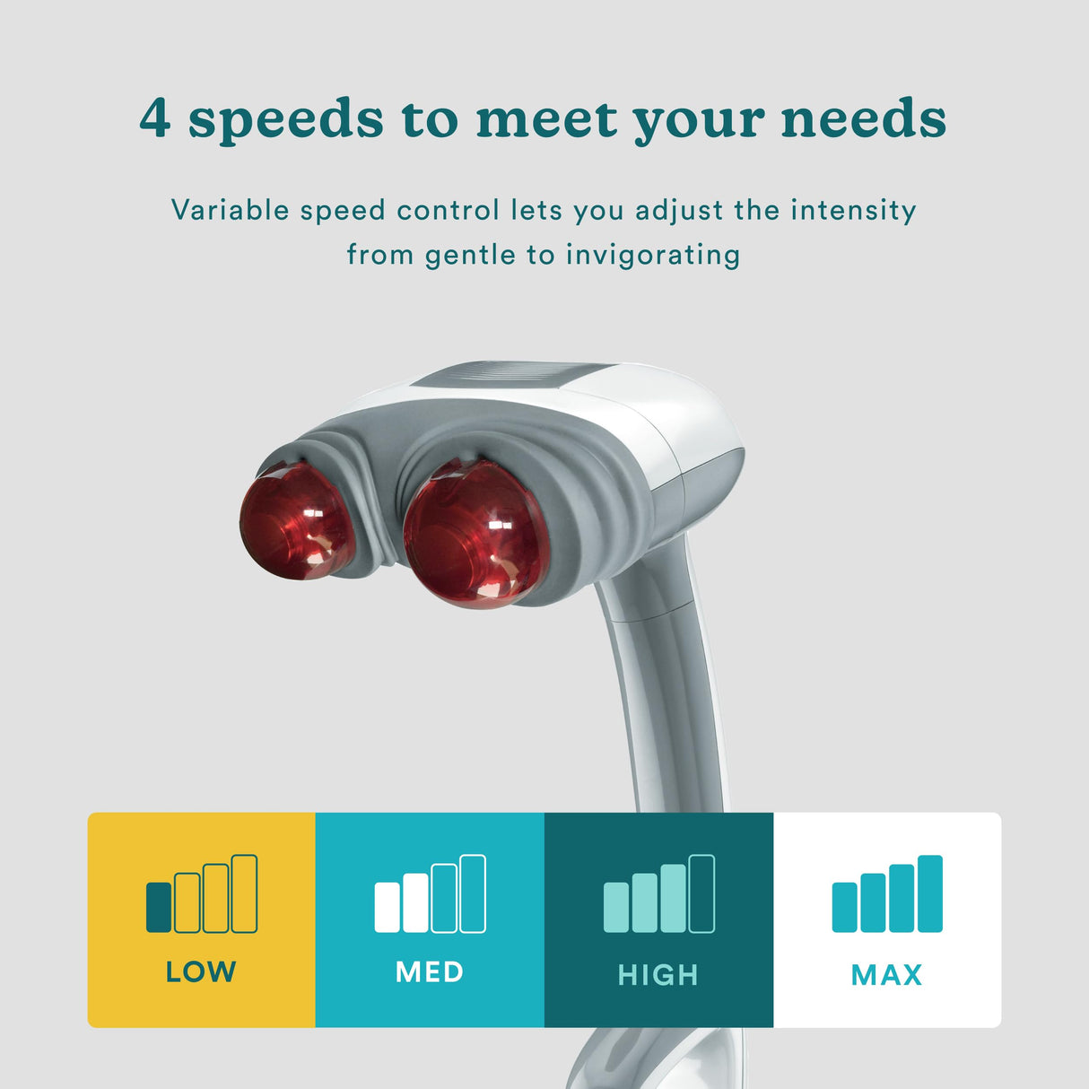 Homedics Back Massager - Heated Automatic Percussion Back, Body and Neck Massager with Duel Pivoting Heads, Interchangeable Nodes, for Shoulders, Legs and Feet, White