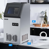 ROVSUN Commercial Ice Maker Machine 110LBS/24H with 2 Water Inlets, Freestanding Ice Machine with 24lbs Storage Bin, Ice Scoop & Water Filter for Home Office Restaurant Bar Cafe