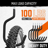 HORUSDY 6 Pack Heavy Duty Bike Hooks - 7.5 inches, 100LBS Capacity for Garage Wall and Ceiling