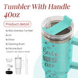 Nurse Gifts for Women, Nurse Tumbler with Handle 40oz Stainless Steel Coffee Cup with Straw Lid, Nursing Gift for Female Nurses, Appreciation Gift for Graduation Christmas Birthday