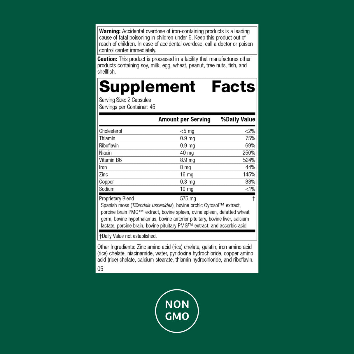 Standard Process Inc. Neuroplex - Whole Food Nervous System Supplements, Brain Health and Brain Support with Thiamin, Spanish Moss, Riboflavin, Calcium Lactate, Vitamin B6, Niacin - 90 Capsules