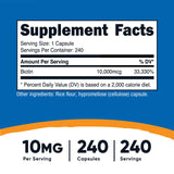 Nutricost Biotin (Vitamin B7) 10,000mcg, 240 Caps (3 Bottles) - Non-GMO, Gluten Free