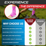 Sleeve Stars Ankle Brace for Women & Men, Ankle Wrap for Sprained, Compression Sleeve for Plantar Fasciitis Relief, Easy Customizable Support: w/ Removable Strap (Single/M:10"-12"/Hot Pink)