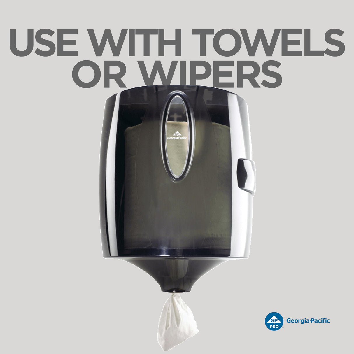 Universal Centerpull Paper Towel and Wiper Dispenser by GP PRO (Georgia-Pacific), Black, 54050, 10.25” W x 10.75” D x 12.625” H, 1 Dispenser