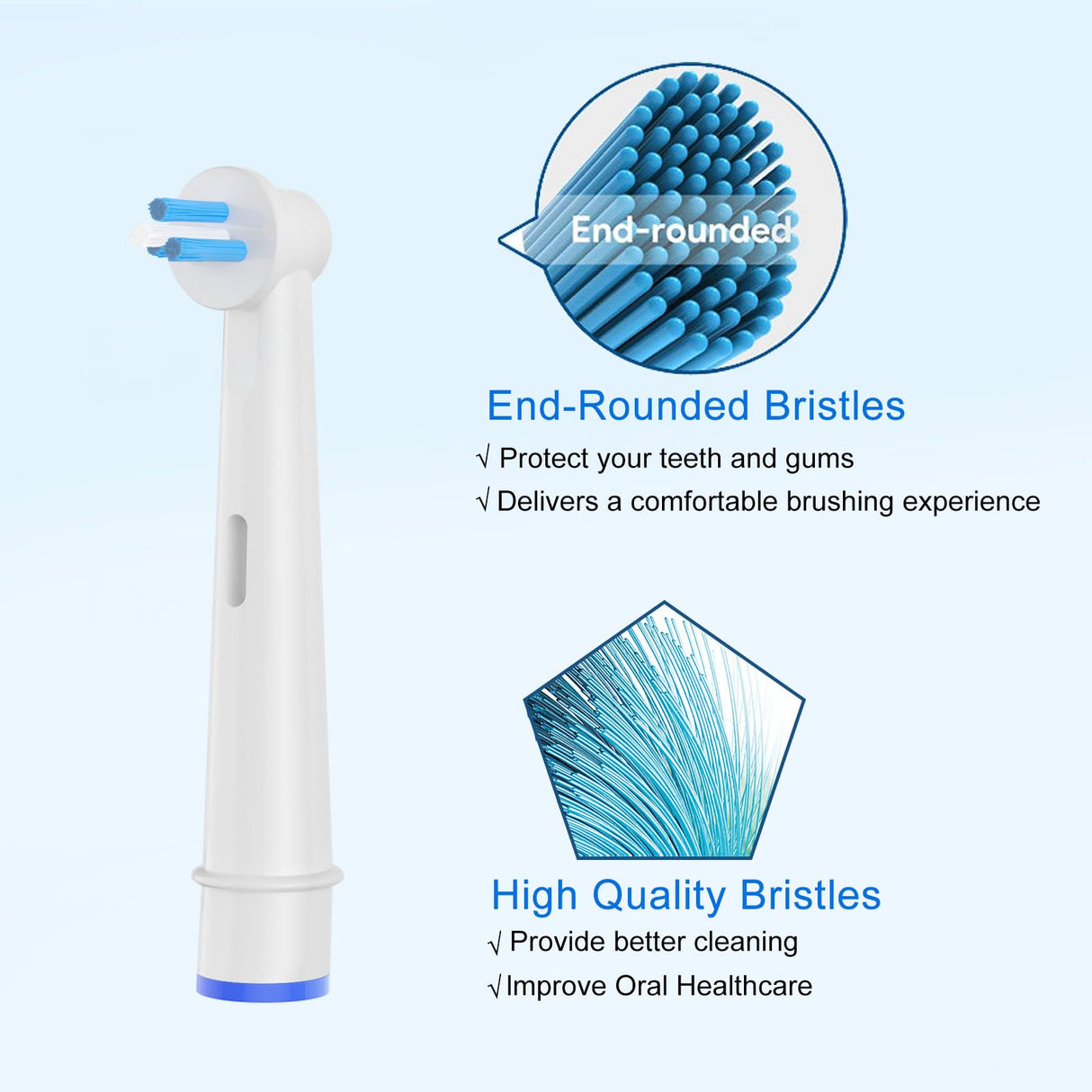 16pcs Interspace Replacement Heads Compatible with Oral B Electric Toothbrushes for Cleaning Crevices, Bridges and Implants.