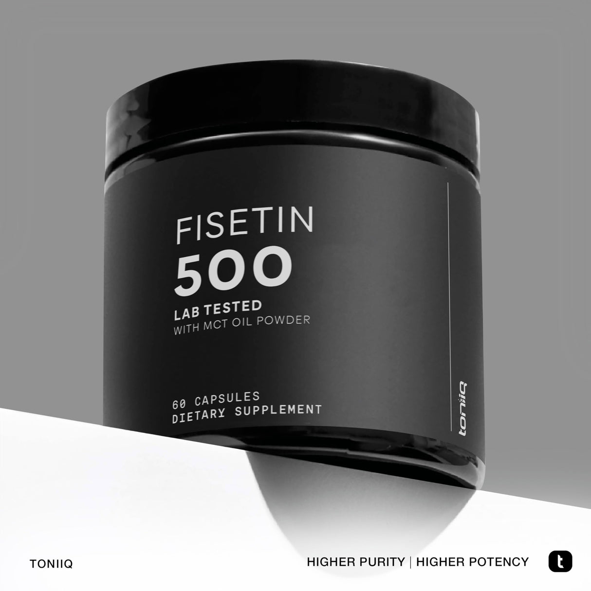 Toniiq Ultra High Purity Fisetin 500mg - 98%+ Higly Purified & Bioavailable Fisetin Supplement with MCT Oil for Absorption - Third-Party Tested Senolytic Supplements for Aging Support - 60 Capsules