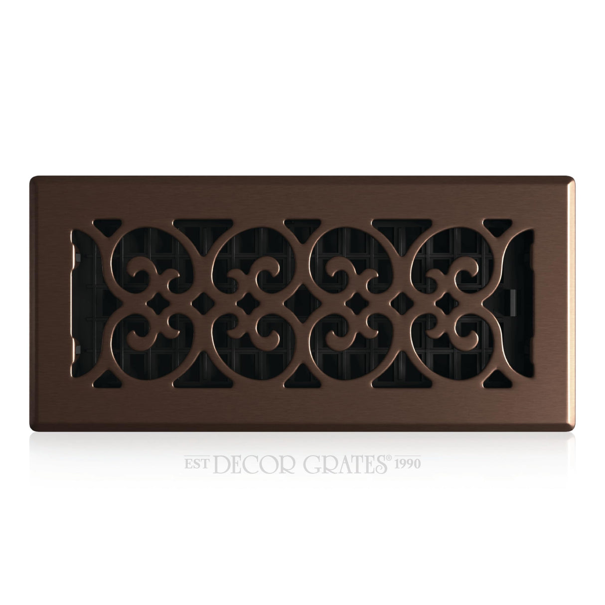Decor Grates Metal Scroll Decorative Air Vent Cover 4x10 Floor Register – Adjustable Control Lever – AC Floor Vent Covers for Home Floor Vents – Fits 4 x 10 Inch Opening – Rubbed Bronze (SPH410-RB)