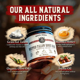 Wrath & Remedy Handmade Whipped Organic Beef Tallow for Skin - 4 OZ (3-Pack) — Grass Fed Beef Tallow Moisturizer and Honey Balm for Silky, Sensitive-Skin, Eczema, Rosacea - Free of Harsh Chemicals