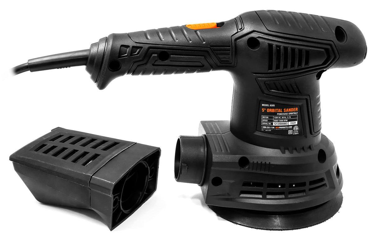 WEN 6305 3.7-Amp 5-Inch Variable Speed Random Orbit Rotary Sander, Black