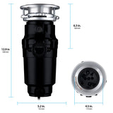 Waste Maid 10-US-WM-048-3B Garbage Disposal Anti-Jam Stainless Steel Food Waste Grinding System, 1/3 HP Compact, Black