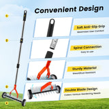 Thatch Rake with Wheels, 37-65.35'' Adjustable Dethatching Roller Rake Adjustable 0-12° Angle Stainless Steel Blades Heavy Duty Manual Dethatcher , Lawn Thatcher Rakes for Moss, Grass, Leaves, Debris