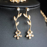 Hapibuy Crystal Necklace Earrings Bracelet Bridal Wedding Jewelry Set Rhinestone Choker Necklace For Women Brides Gold Color