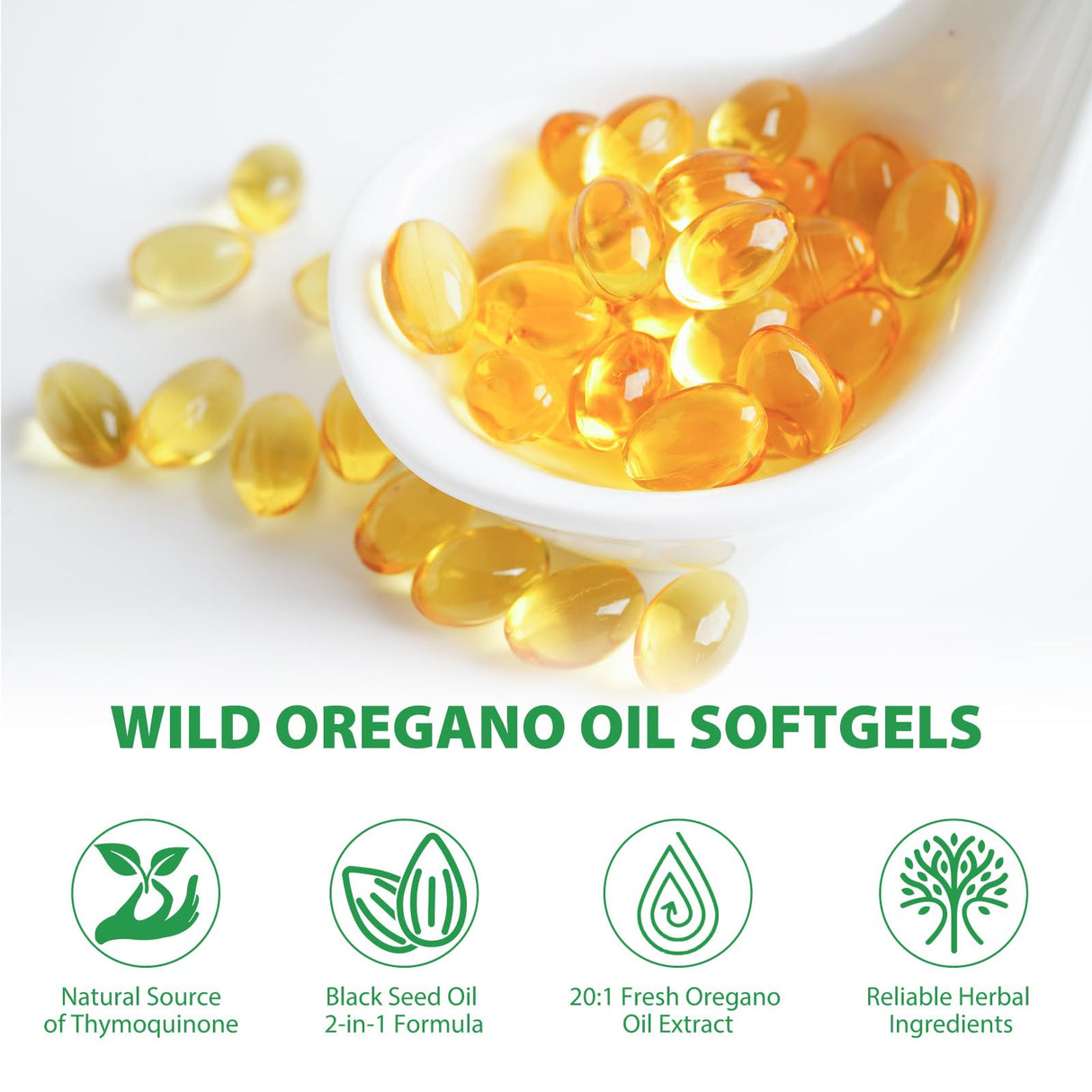 Oil of Oregano Softgels 6000mg, 120 Count | 2 in 1 Formulated with Black Seed Oil 200mg, Organic Oregano Oil Capsules, High Carvacrol & Thymoquinone for Immune Support | Non-GMO, Gluten-Free