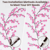 Cherry LED Tree Branch Lights for Wall, Cherry Blossom Willow Vine Twig Decor Garland with 48 LED Lights and Remote,8 Lighting Modes,Christmas Decorations Indoor for Home Wall Door Window (47inch)