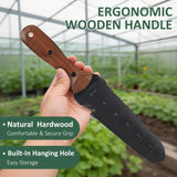 Griactrl Hori Hori Garden Knife with Measuring Scale, Heat-Treated Stainless Steel Blade, Ergonomic Wood Handle, Gardening Knife with Polyester Sheath for Weeding, Planting, Digging