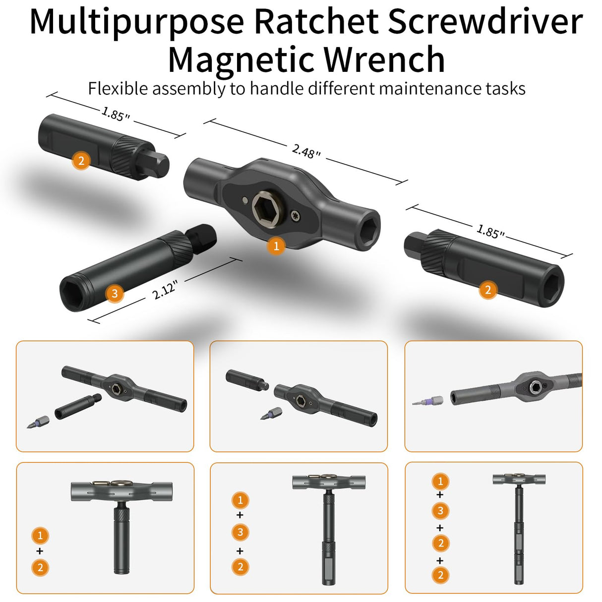 2026 New Tools 24 in 1 Magnetic Ratchet Screwdriver Set, Multi Bit DIY Magnetic Screwdriver Set with Detachable Ratchet Handle, Portable Precision Repair Tool Kit for Furniture, Electronics, Bicycle