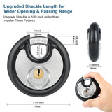 DAYGOS Heavy Duty Padlock with 8 Keys, 70mm Disc Keyed Lock for Storage Shed, Garage, Storage Lockers, Sliding Doors, Tool Box, and Cabinets (4 Pack Keyed-Alike, 3/8-Inch Shackle, Rubber Bumper)