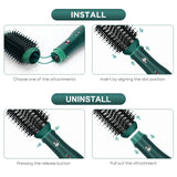 IG INGLAM Hair Dryer Brush, 4-in-1 Detachable Blow Dryer Brush, Ionic Diffuser Hair Dryer & Styler Volumizer with Oval Titanium Barrel, One-Step Hot Air Blowout Brush, Updated Push Switch, Dark Green