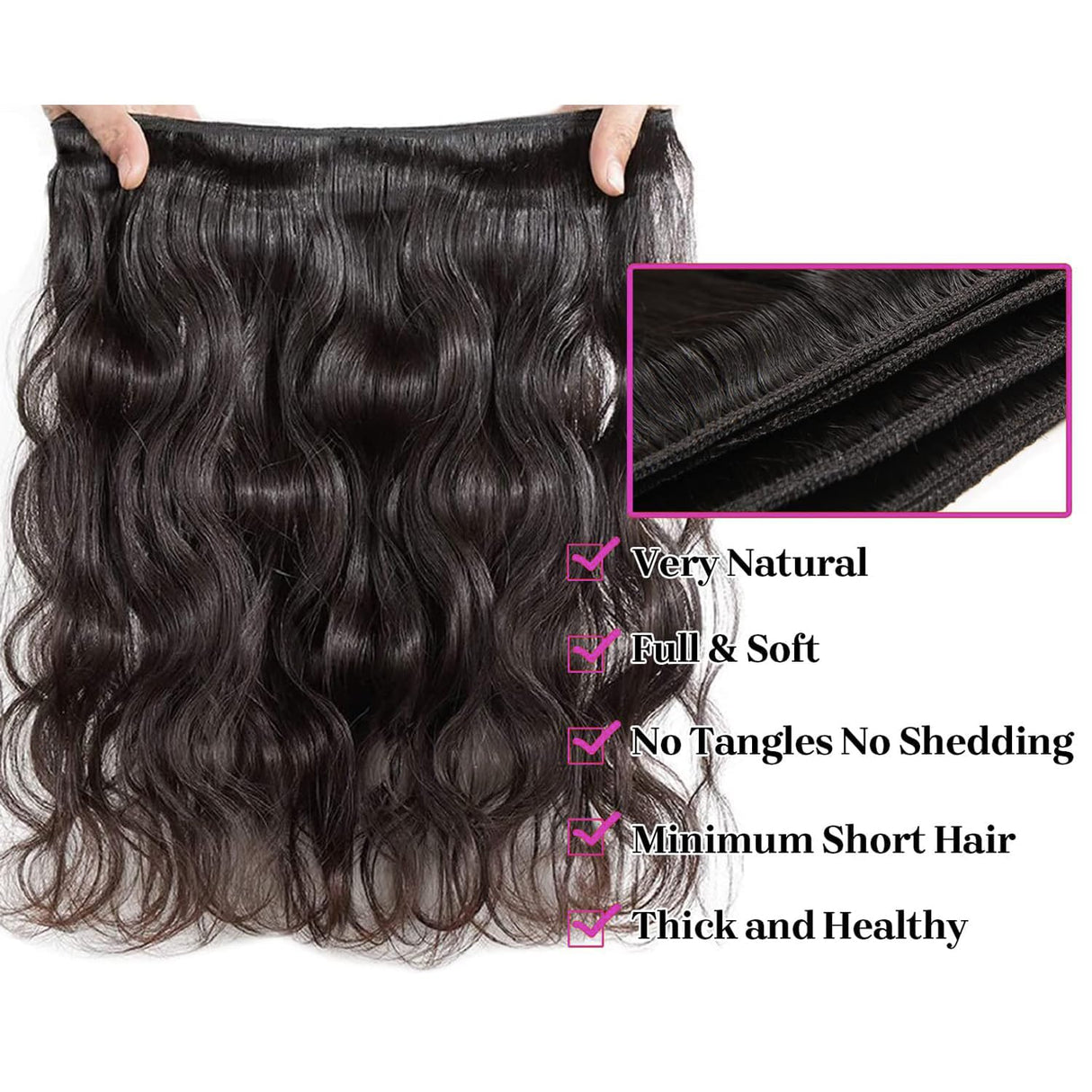 Body Wave Bundles Human Hair 20 22 24 26 Inch 12A Human Hair Bundles 100% Unprocessed Brazilian Human Hair Extensions for Women Natural Black
