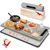 Warming Mat for Food with Heat Resistant Pad, 36"x16" Food Warmer Mat for Countertop Food Warmer Custom Temperature Settings 10H Timer Portable Heating Pad for Parties Buffets Holiday Home Use (Gray)