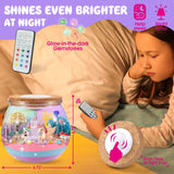 Unicorn Terrarium Crafts Kit for Kids: LED Night Light-Up DIY Toys with Remote – Fun Birthday Gifts for Girls Ages 5 6 7 8 9 10 Years Old – Creative Arts & Crafts Activity Set, Christmas Gift