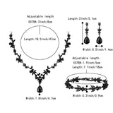 BriLove Wedding Jewelry Set for Women Bride, Y-Necklace Tennis Bracelet Dangle Earrings Set Crystal Teardrop Marquise Cluster Jewelry for Bridal Bridesmaid Black Black-Tone