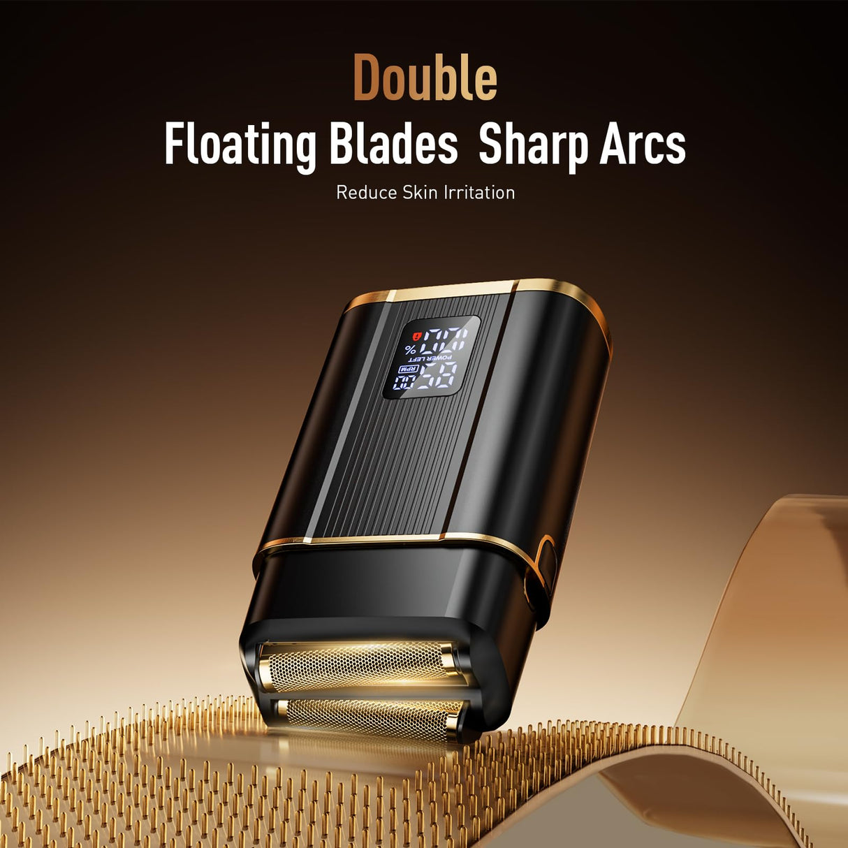 Foil Shavers for Men, High Speed Double Floating Blades Electric Razor, IPX6 Waterproof Dry/Wet, 2 Adjustable Speed Electric Shaver with LED Display, USB-C Deep Black