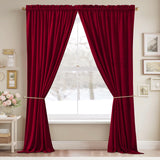 StangH Theater Red Velvet Curtains Christmas Curtains Super Soft Thermal Insulated Window Drapes 84 inches for Living Room Holiday Decorative for Master Bedroom, W52 x L84, 2 Panels