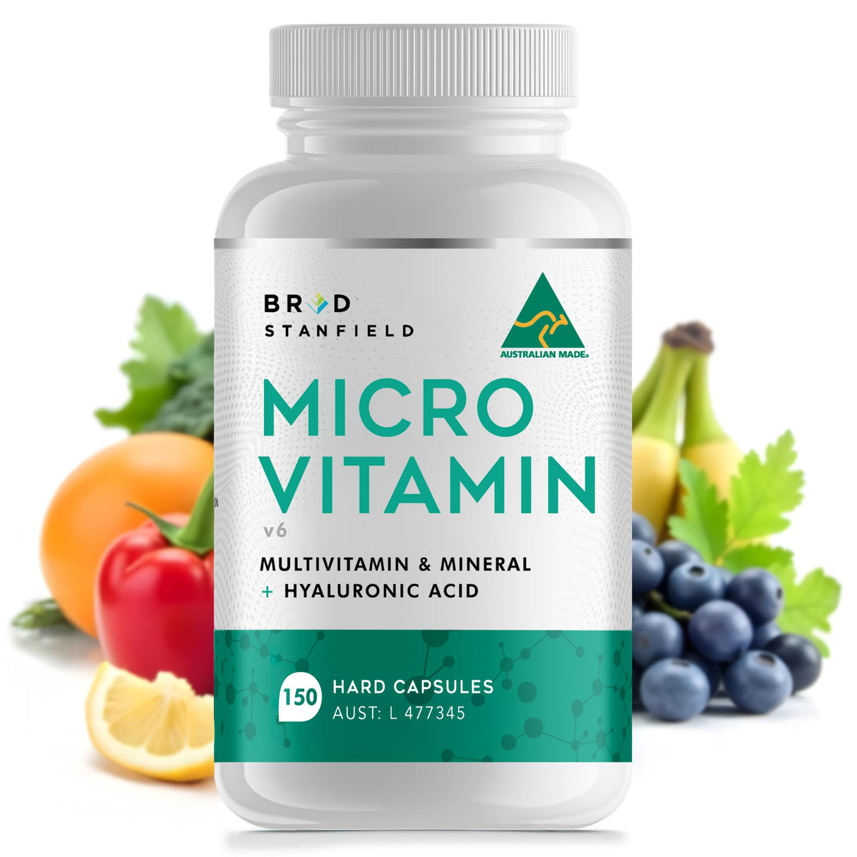 Dr Brad Stanfield Daily Low Dose MultiVitamin & Mineral for Men & Women to Support Cognitive Performance & Memory + Hyaluronic Acid for Skin Health + TMG for Exercise (150 Count)