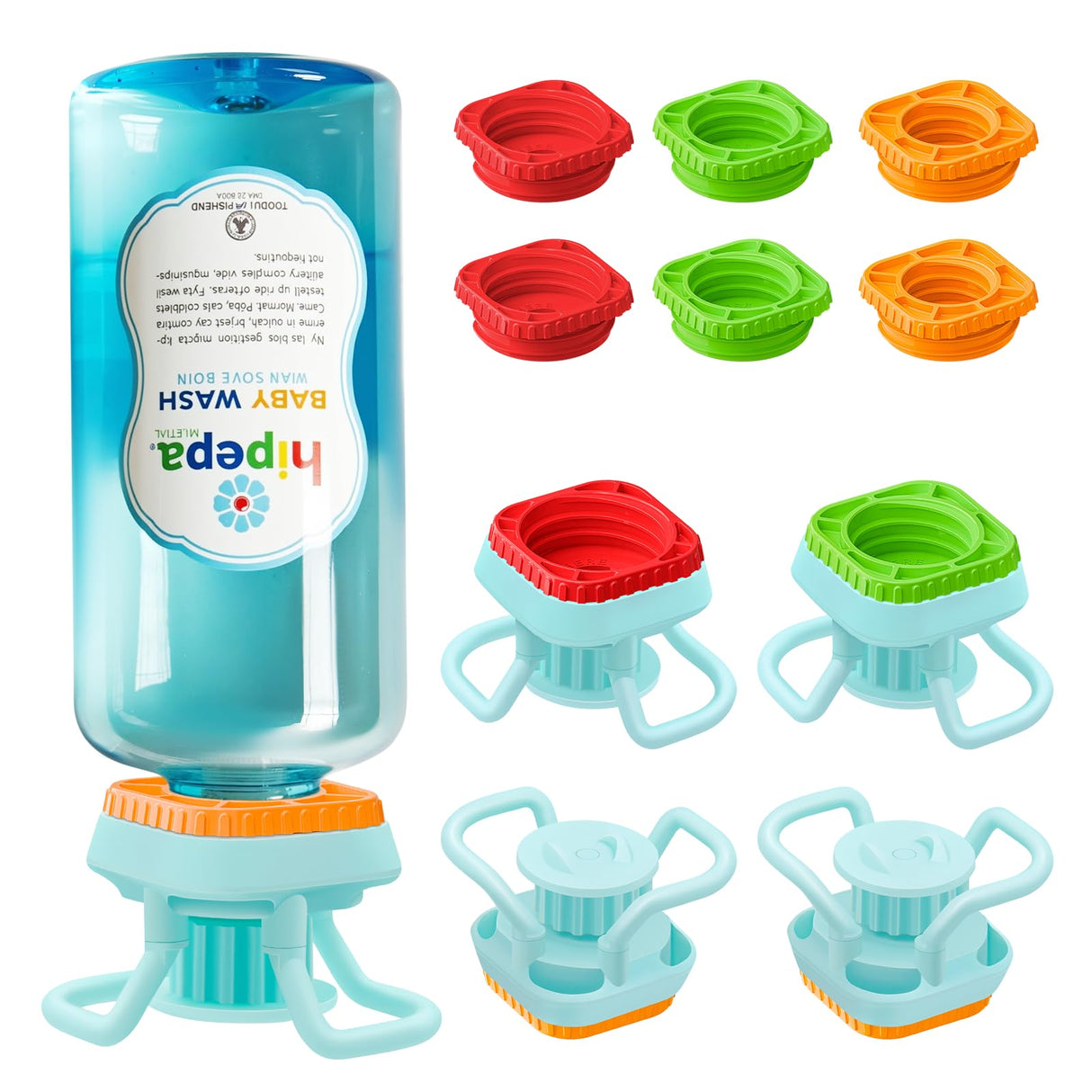 Luvan 4-Pack Bottle Emptying Cap Flip Dispenser Kit for Every Drop Universal Inverted No-Waste Caps for Shampoo Lotion Soap Ketchup Mustard Sauces Space-Saver for Kitchen Bathroom